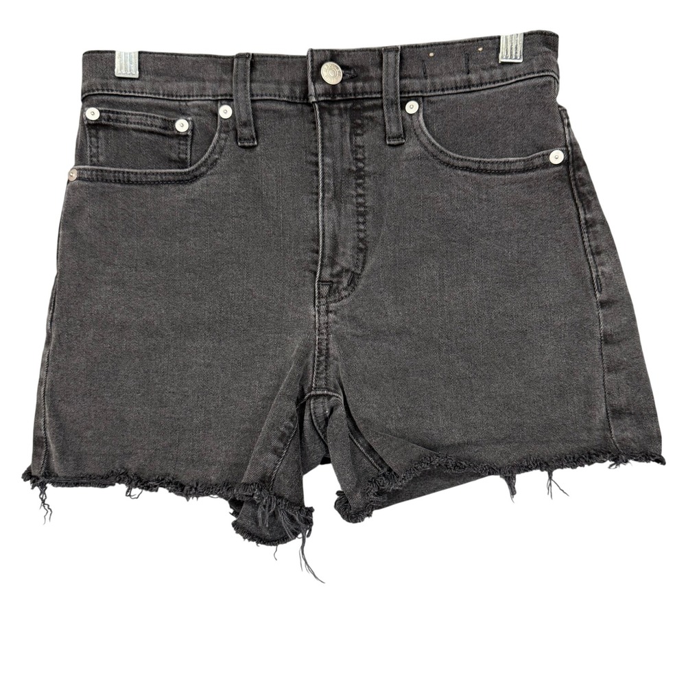Madewell Denim Shorts Womens 25 Charcoal Black High Rise Raw Hem Frayed K6156